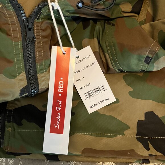 Smoke Rise Red Cropped Long Sleeve Pullover Hoodie Cropped Top Shirt Camo Sz M - Picture 14 of 14